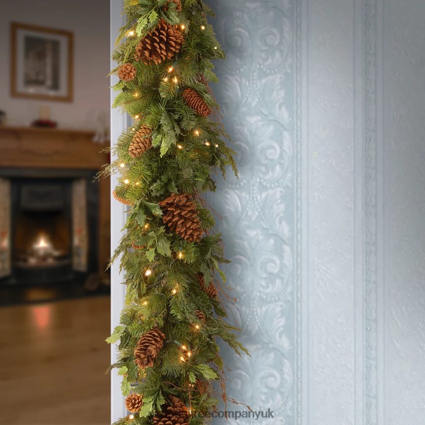 Greenery | National Tree Company Pre-Lit Artificial Christmas Garland Green Juniper Pine White Lights Decorated With Pine Cones Plug In Christmas Collection 6 Feet F2L4F425